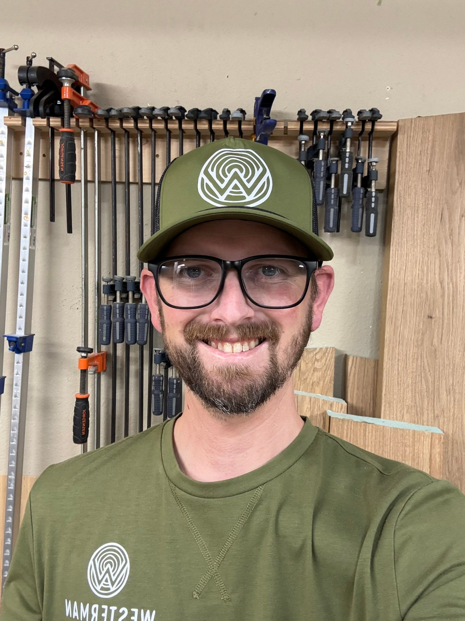Logan Westerman, owner and maker of Westerman Woodworks, in his Oklahoma shop